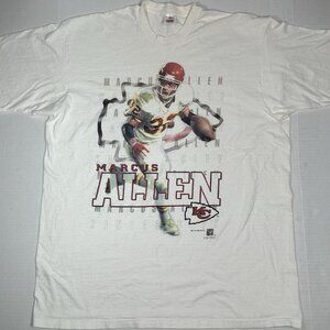 VTG Fruit Of The Loom 90s Marcus Allen Kansas City Chiefs White T-shirt Size XL